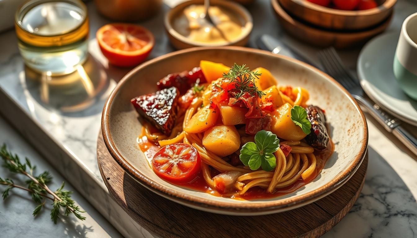 Seasonal meal prepared in a home kitchen